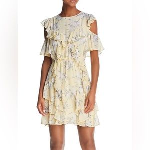 Rebecca Taylor Open Shoulder Lemon Rose Mini Dress